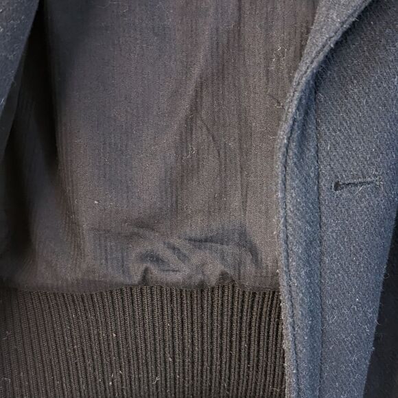 Gap thick Wool blend double breasted bomber coat Indigo Blue sz M bell s… - Picture 4 of 13